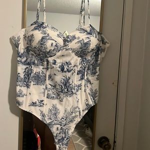Printed corset bodysuit